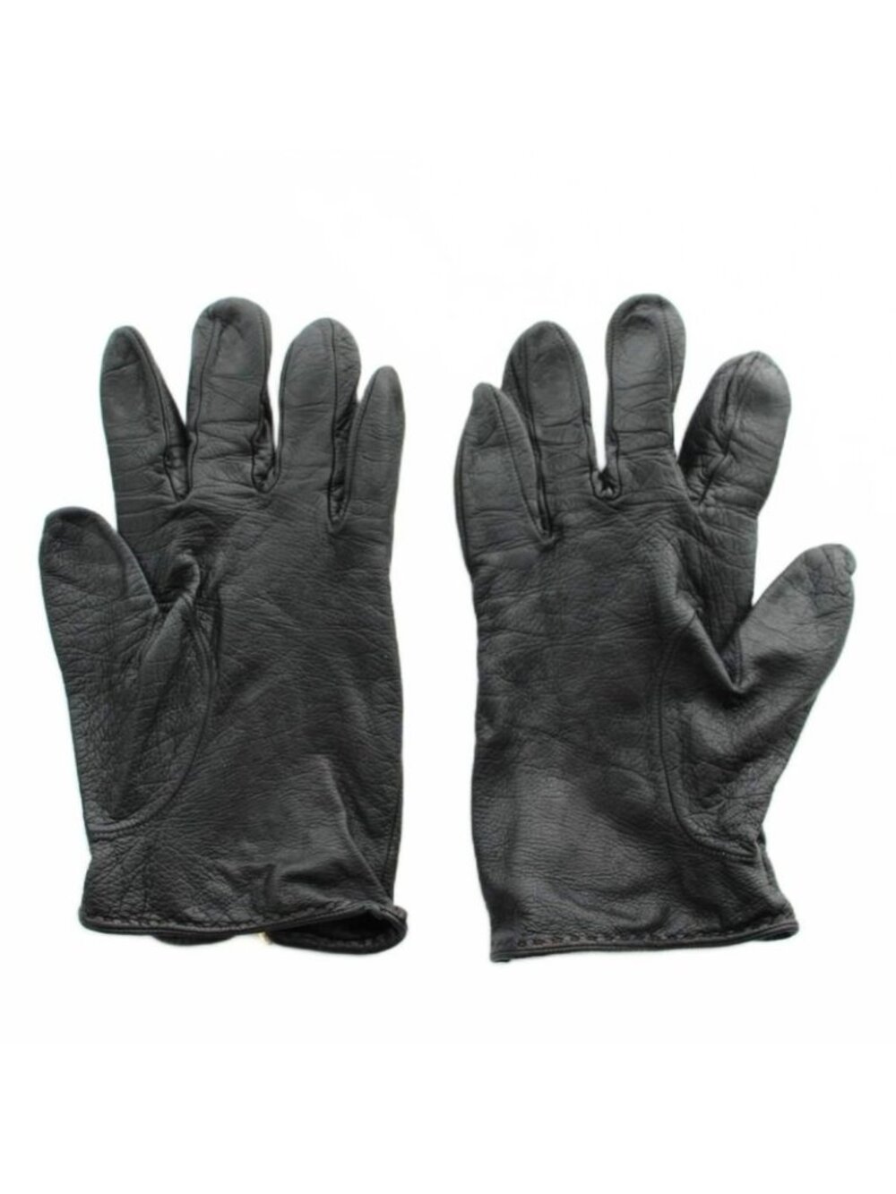 Gucci Gloves 5 Fingers Leather Horsebit Gold Black - Picture 2 of 6